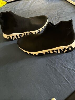 Balenciaga Black Sock Sneaker with Cream Sole